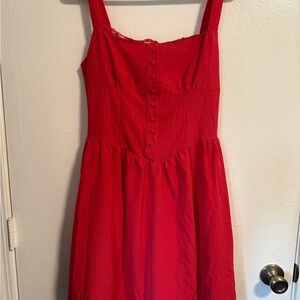 SHEIN Scarlet Buttoned Corset Midi Dress